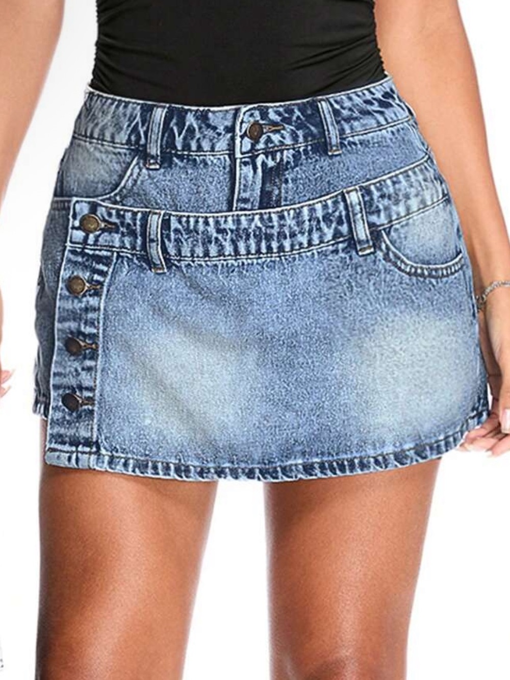 SHEIN Size 2 Blue Denim Asymmetrical Wrap Mini Skort Y2K NWT